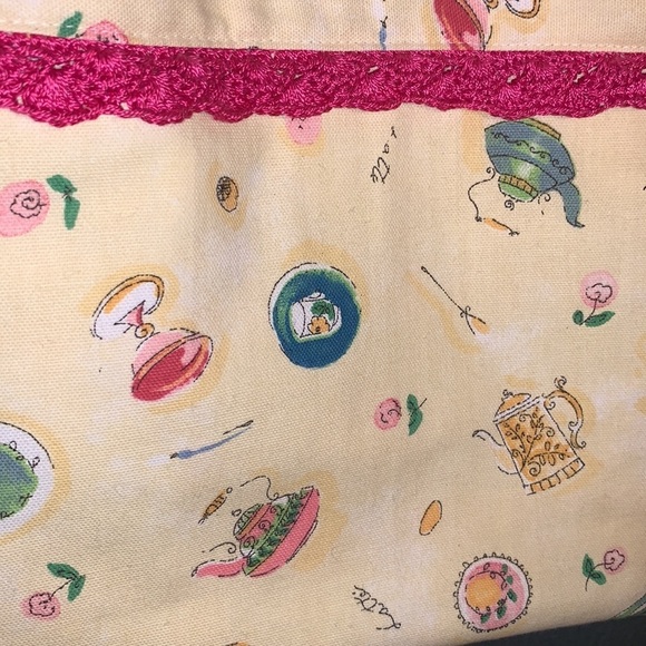 Vintage Kitsch Handmade Canvas Pastel Tea Pot Bag Purse Pocketbook Great Gift - Picture 4 of 10